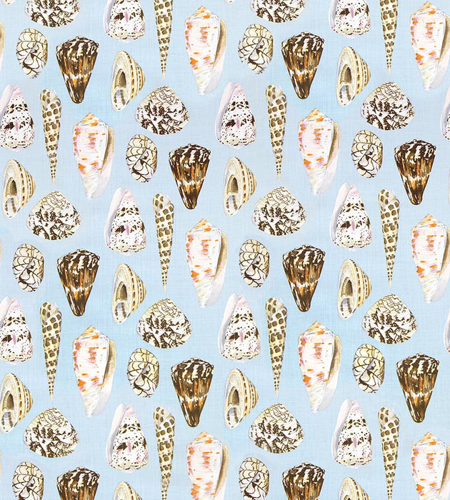 Scalamandre Coquina Linen Print Multi On Sea Blue Fabric SC163970001