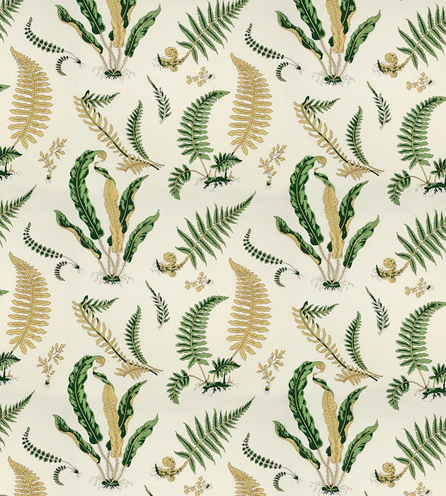Scalamandre Elsie De Wolfe - Outdoor Greens On Off-White Fabric Sample SC164250001