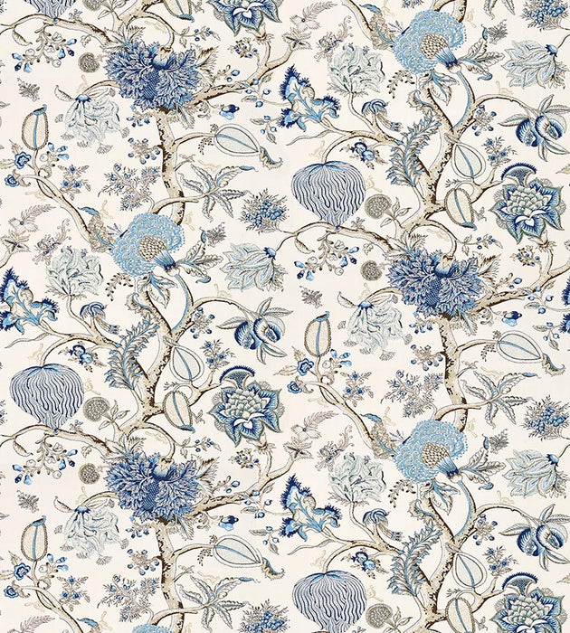 Scalamandre Pondicherry Linen Print Delft Fabric SC165560001