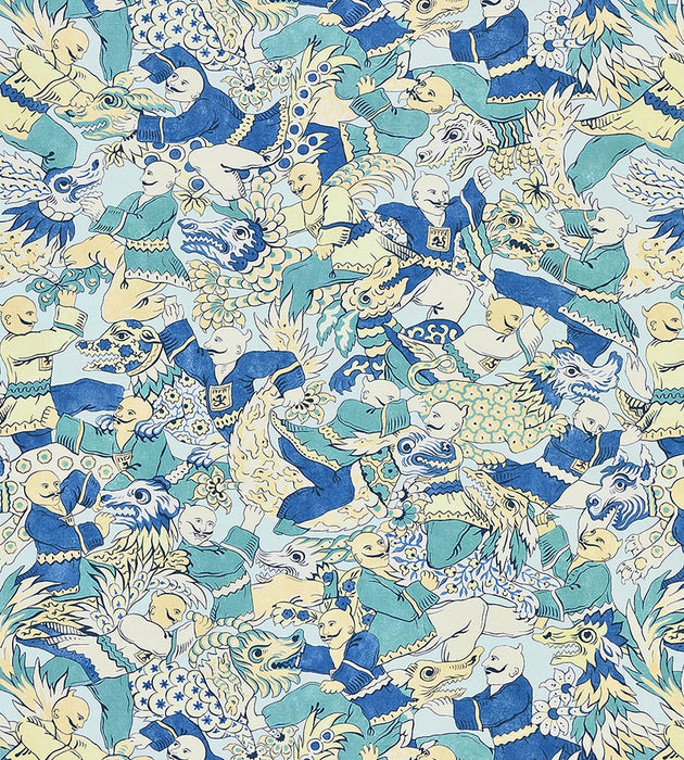 Scalamandre Dragon Dance Summer Sage Fabric Sample SC166120001