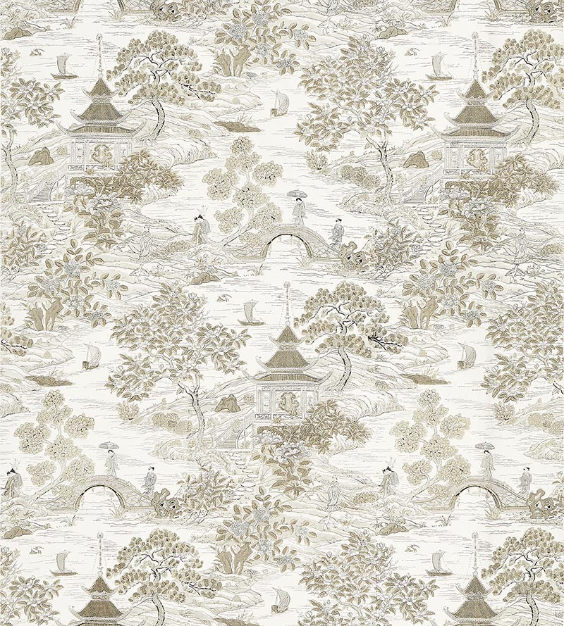 Scalamandre Satomi Hand Block Print Pewter Fabric SC166240001