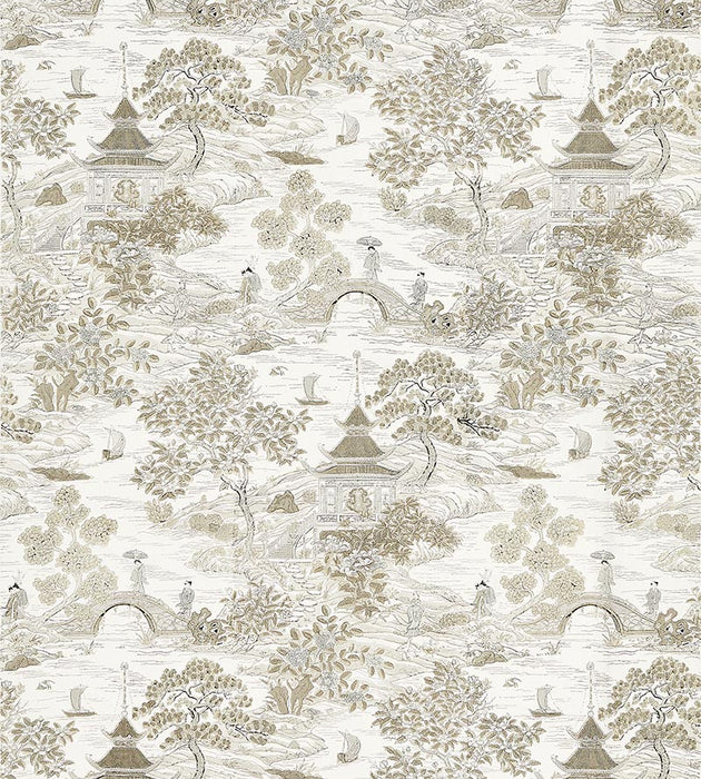 Scalamandre Satomi Hand Block Print Pewter Fabric SC166240001