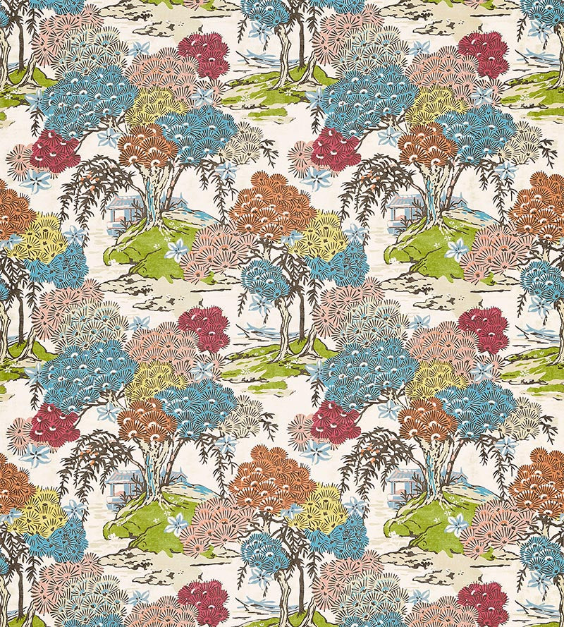 Scalamandre Sea Of Trees Print Sunrise Fabric Sample SC166270001