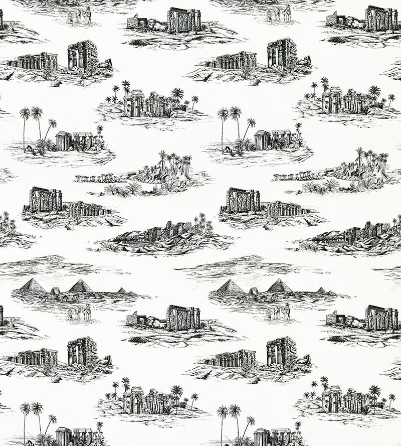 Scalamandre Cairo Toile Ink Fabric Sample SC166350001
