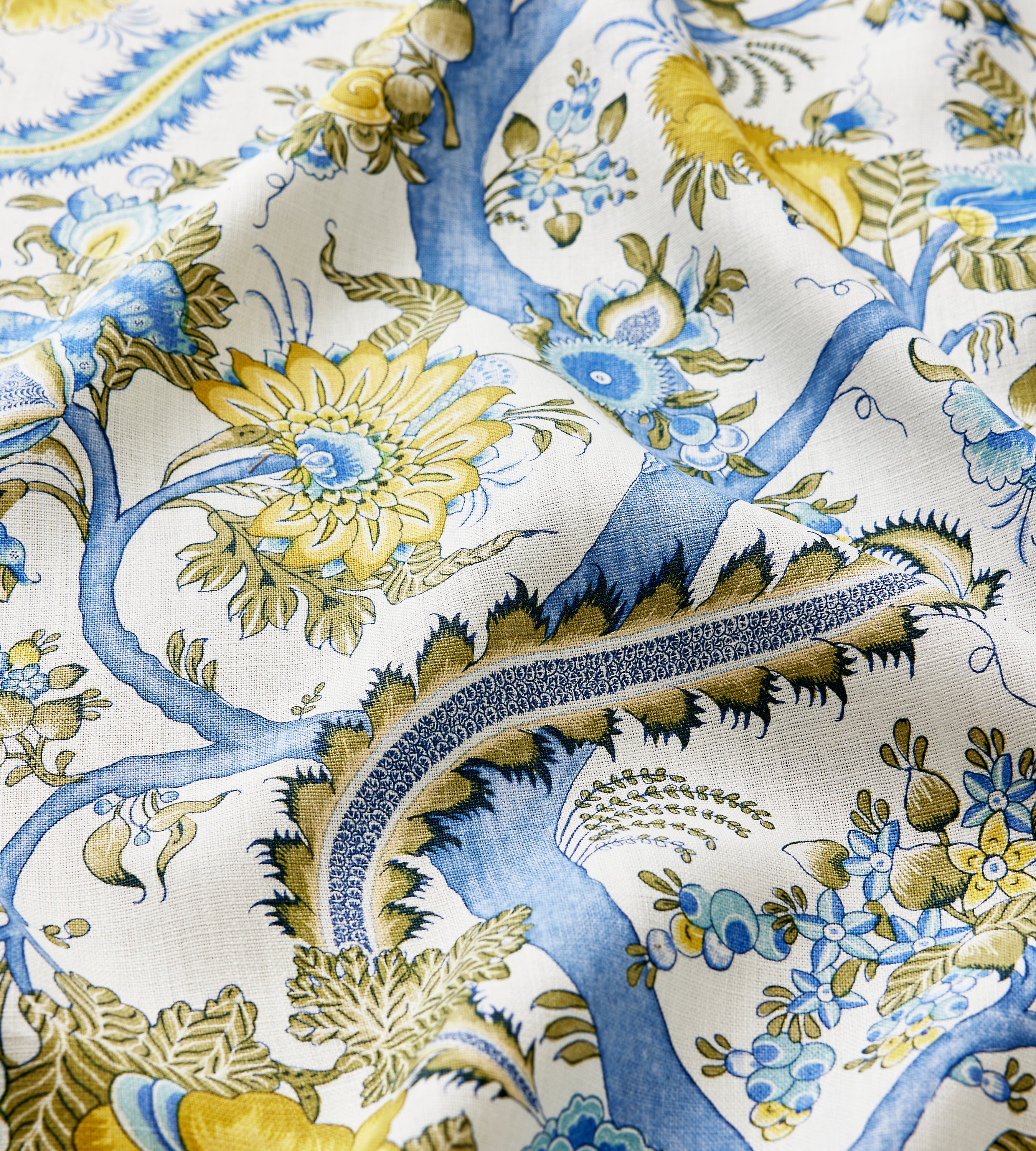 Scalamandre Metropolitan Palampore Print Sky And Sunlight Fabric Sample SC166490001