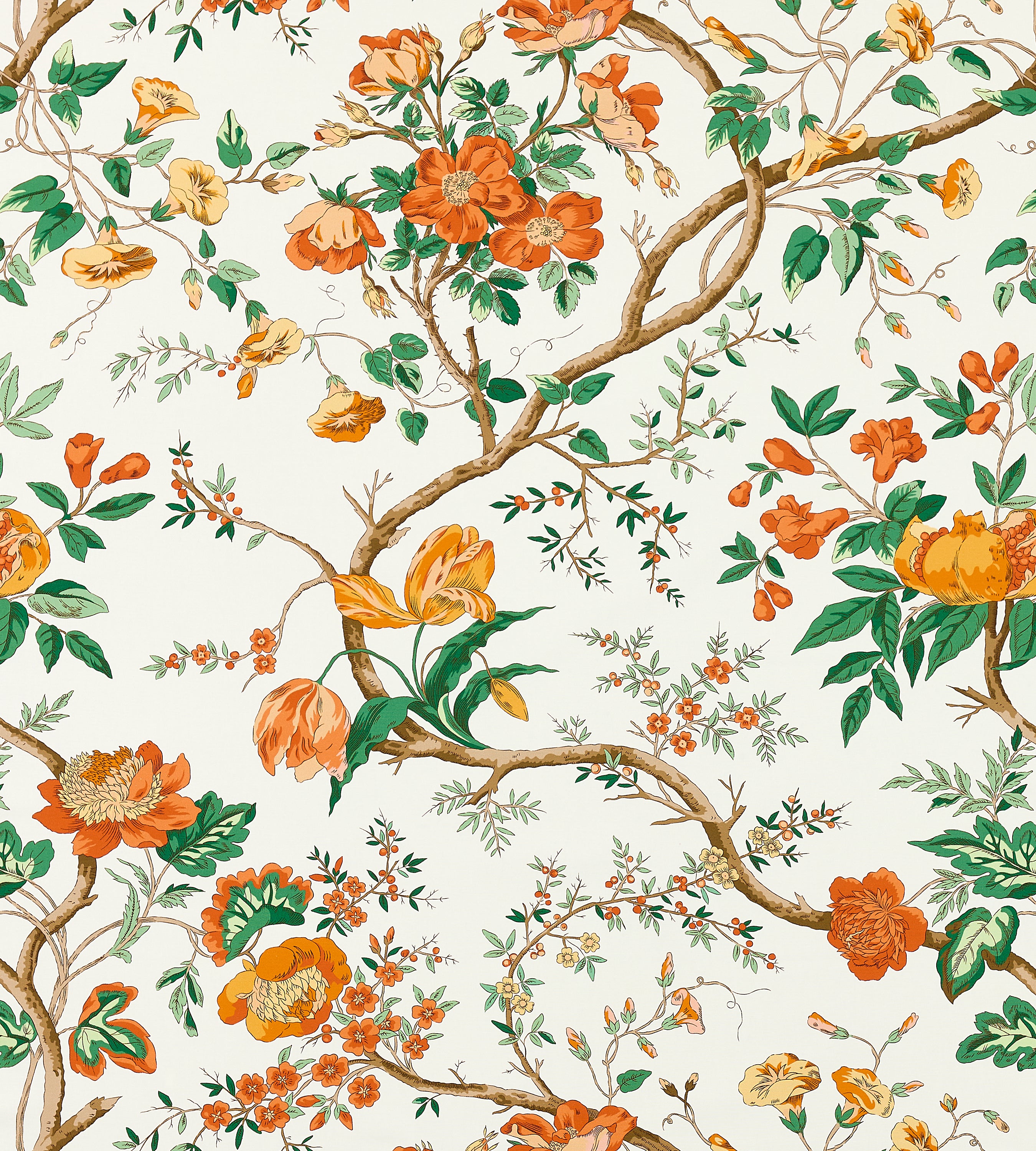 Scalamandre Persephone Print Persimmon Fabric Sample SC166510001