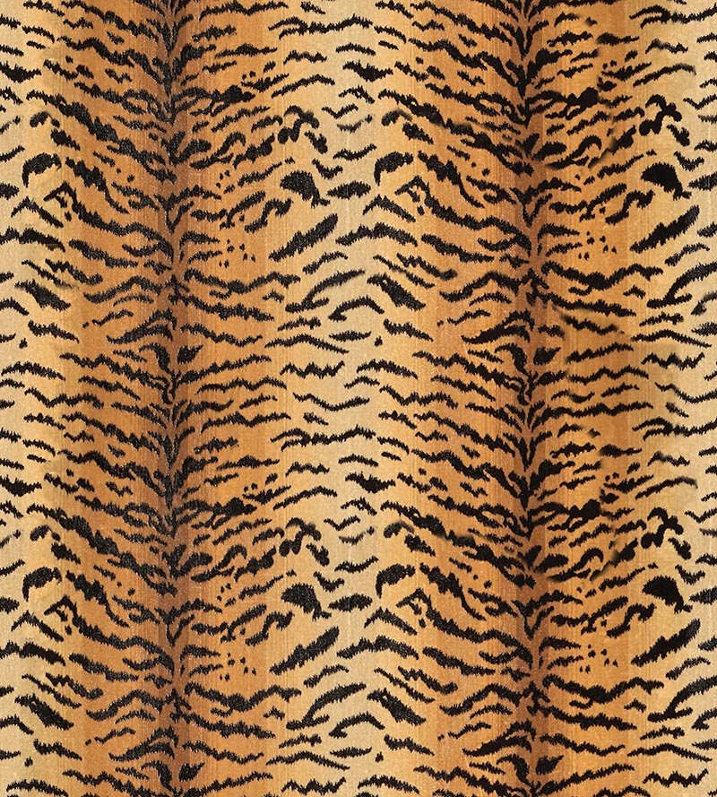 Scalamandre Tigre - Silk Ivory, Gold & Black Fabric Sample SC26167MM0001