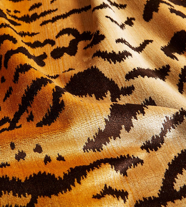 Scalamandre Tigre - Silk Ivory, Gold & Black Fabric Sample SC26167MM0001