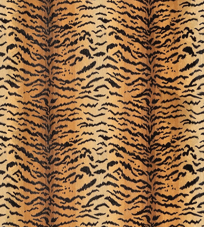 Scalamandre Tigre - Silk Ivory, Gold & Black Fabric Sample SC26167MM0001