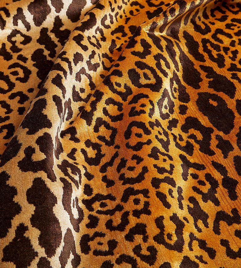 Scalamandre Leopardo Ivory, Gold & Black Fabric SC26168MM0001