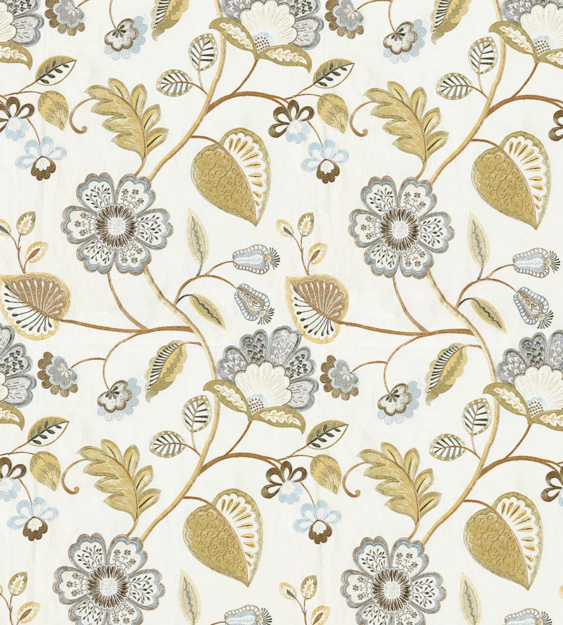 Scalamandre Willowood Embroidery Summer Sage Fabric Sample SC270710001