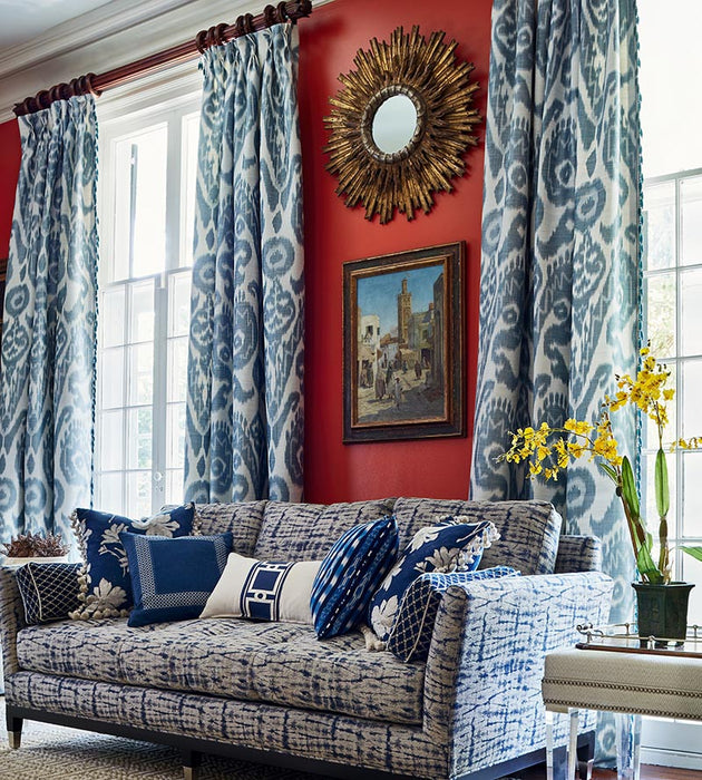 Scalamandre Bukhara Silk Ikat Indigo Fabric SC270970001