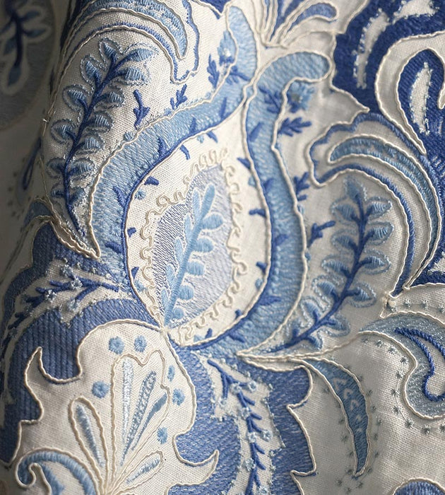 Scalamandre Ava Damask Embroidery Porcelain Fabric Sample SC271640001