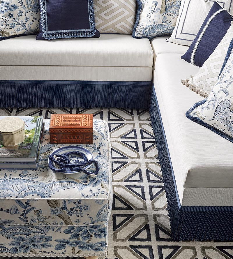 Scalamandre Canton Fret Applique Linen Fabric Sample SC272180001