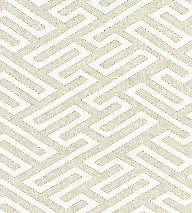 Scalamandre Canton Fret Applique Linen Fabric Sample SC272180001