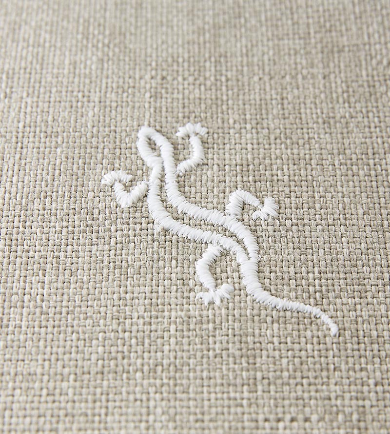 Scalamandre Gecko Embroidery - Outdoor Limestone Fabric SC273190001