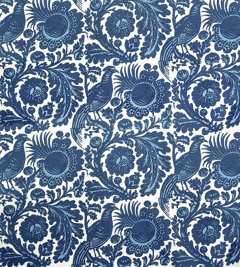 Scalamandre Resist Print Light & Dark Blue On White Fabric SC6218M0001