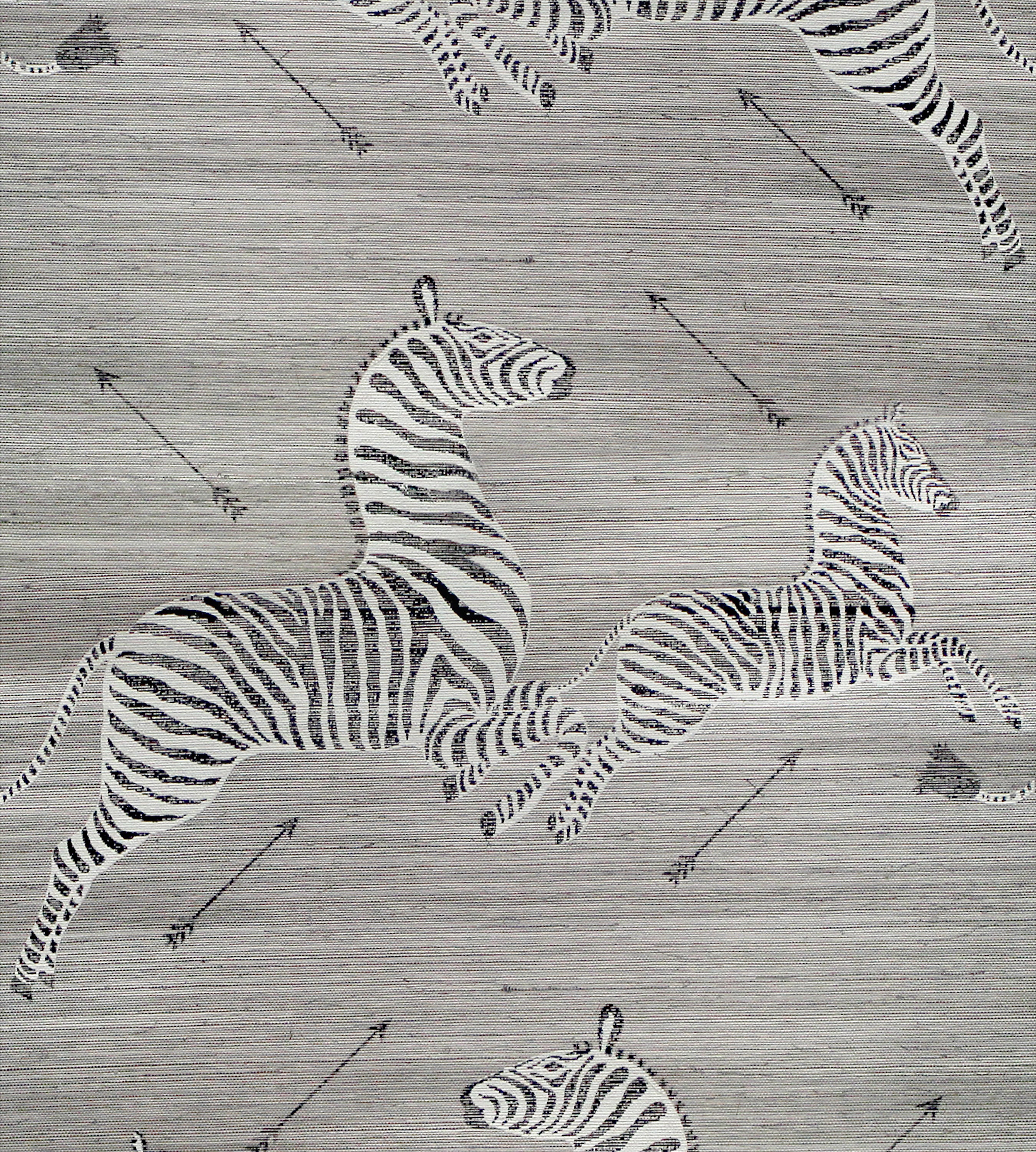 Scalamandre Zebras - Grasscloth Metallic Silver Wallcovering Sample SCG81388AM0001