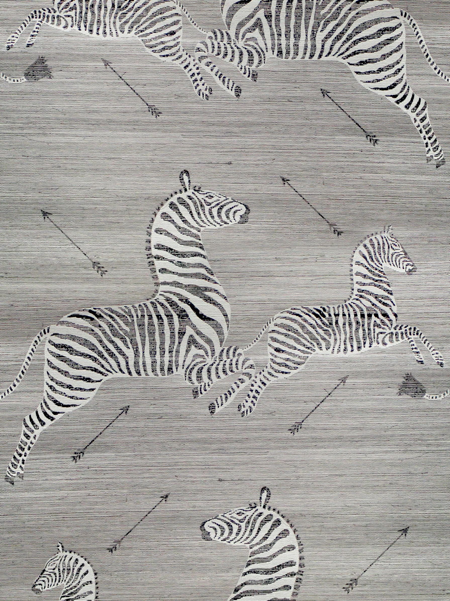 Scalamandre Zebras - Grasscloth Metallic Silver Wallpaper SCG81388AM0001