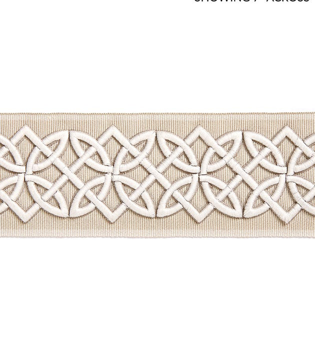 Scalamandre Celtic Embroidered Tape Linen Trim Sample SCT32820001