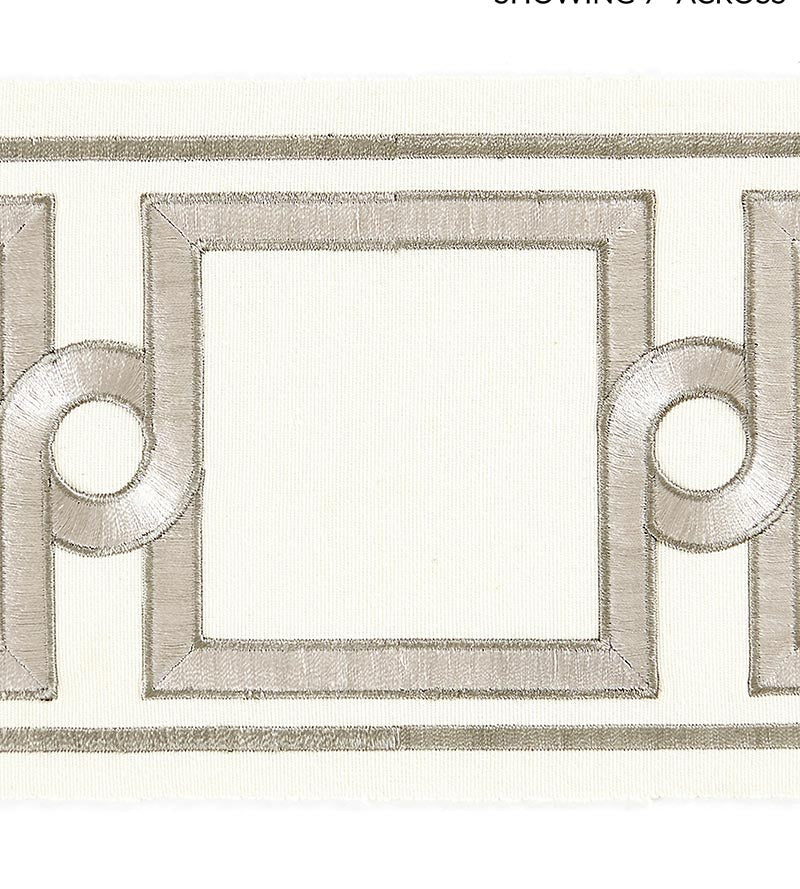 Scalamandre Square Link Embroidered Tape Platinum Trim Sample SCT32870001