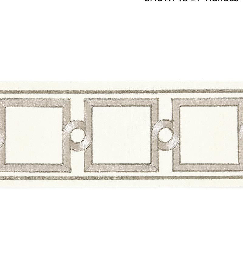 Scalamandre Square Link Embroidered Tape Platinum Trim Sample SCT32870001