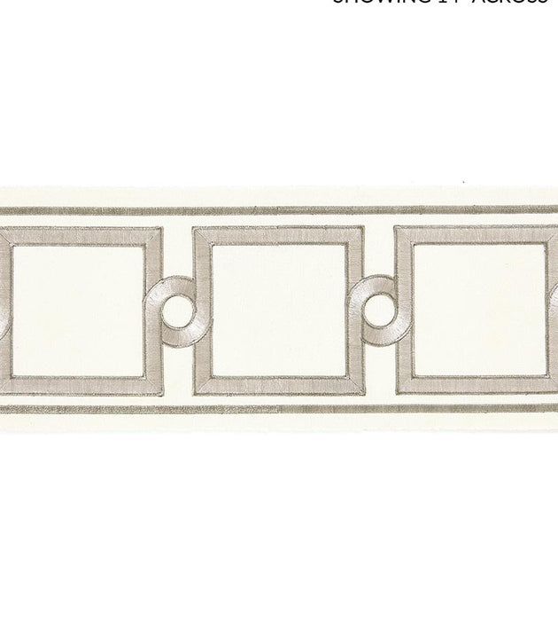 Scalamandre Square Link Embroidered Tape Platinum Trim Sample SCT32870001