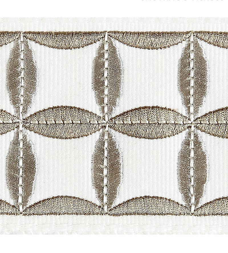 Scalamandre Fiori Embroidered Tape Platinum Trim SCT32880001