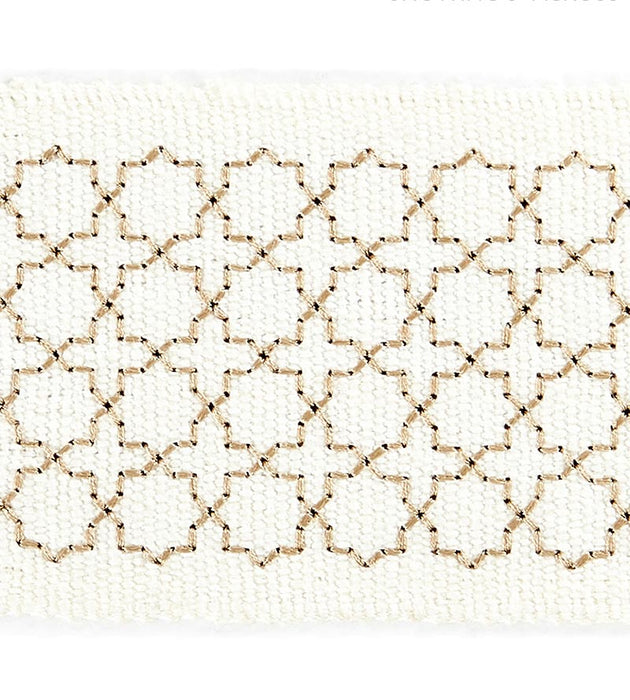 Scalamandre Seville Embroidered Tape Ivory Trim Sample SCT32890001