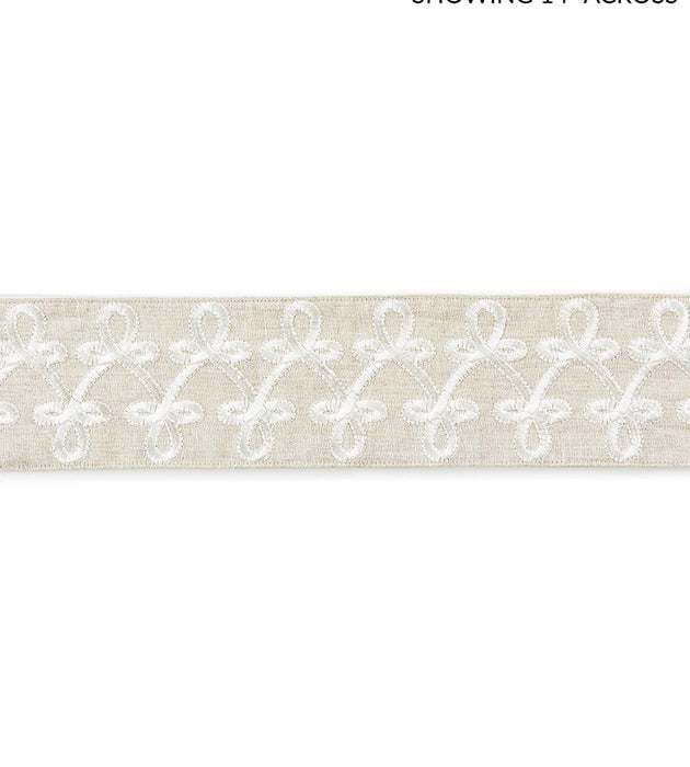 Scalamandre Empress Embroidered Tape Linen Trim Sample SCT33210001