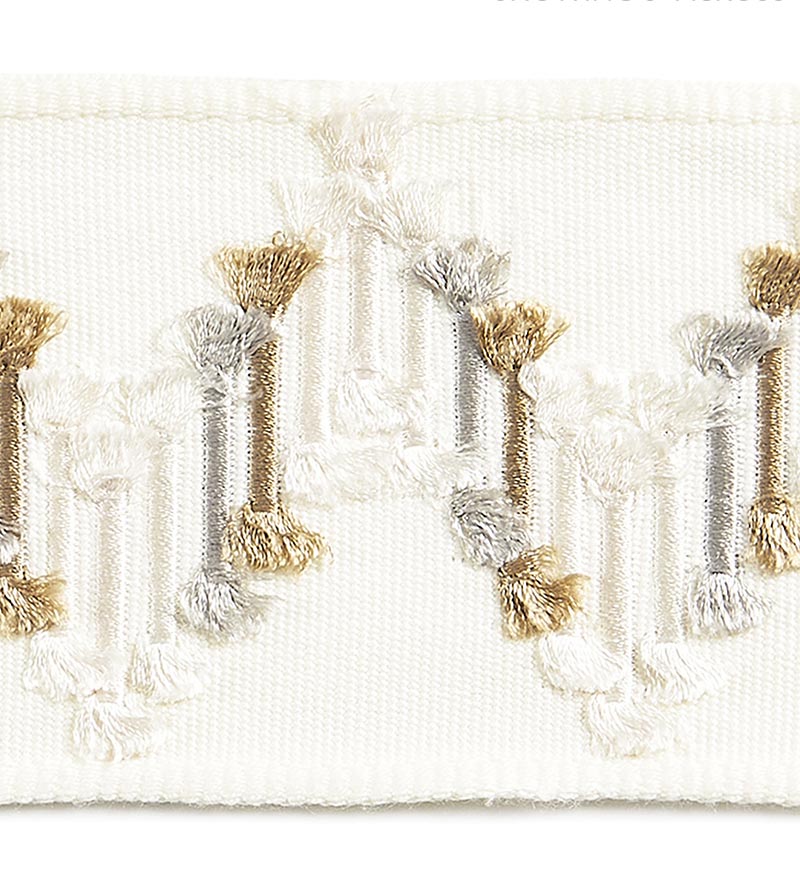 Scalamandre Sayuri Embroidered Tape Fawn Trim Sample SCT33240001