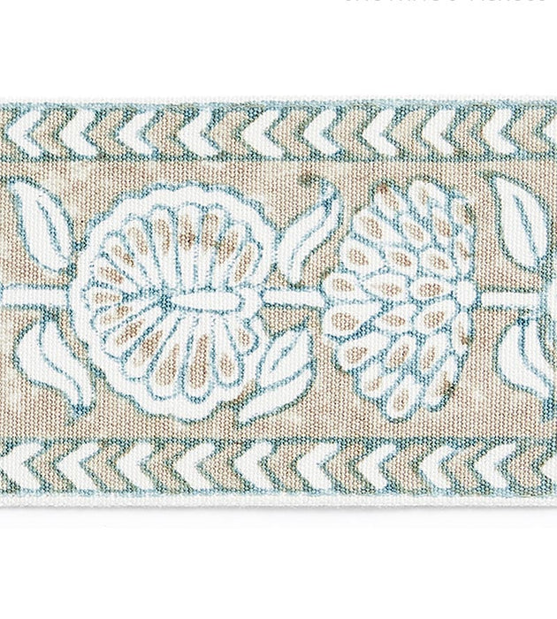 Scalamandre Tulsi Block Print Tape Misty Island Trim Sample SCT33280001