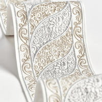 Scalamandre Paisley Embroidered Tape Silver Sand Trim SCT33400001