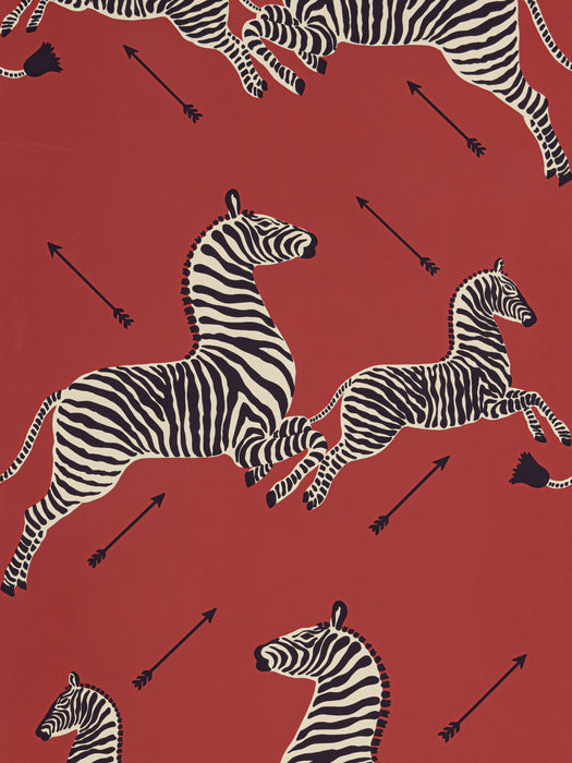 Scalamandre Zebras - Wallpaper - Trimmed Masai Red Wallpaper SCWP81388D0001