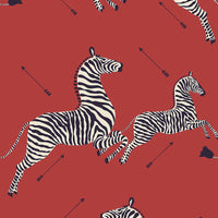 Scalamandre Zebras - Vinyl Masai Red Wallpaper SCWP81388MV0001
