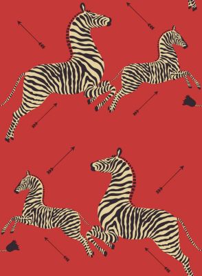 Scalamandre Zebras | Removable Masai Red Wallpaper SCWP81388PS0001