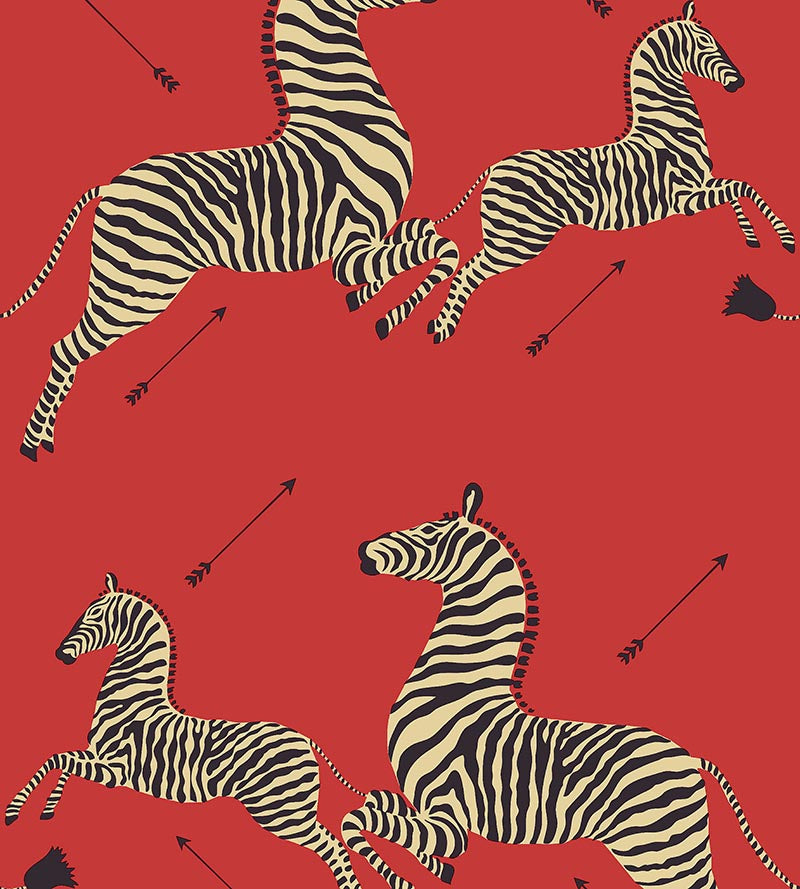 Scalamandre Zebras - Removable Masai Red Wallpaper Sample SCWP81388PS0001