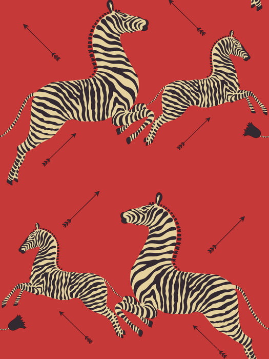 Scalamandre Zebras | Removable Masai Red Wallpaper SCWP81388PS0001
