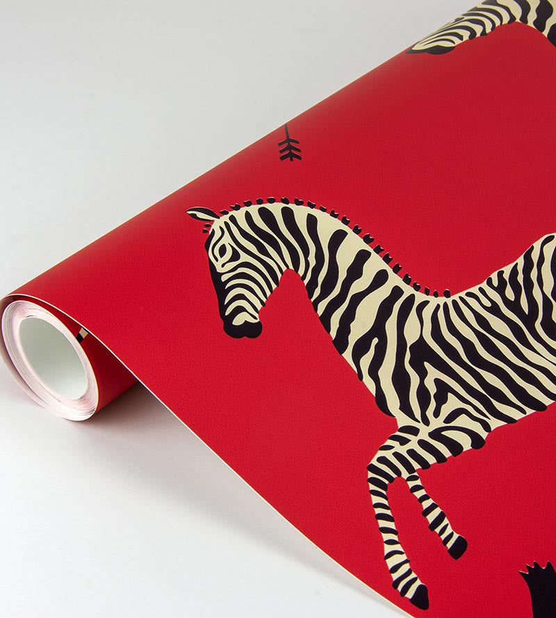 Scalamandre Zebras - Removable Masai Red Wallpaper Sample SCWP81388PS0001