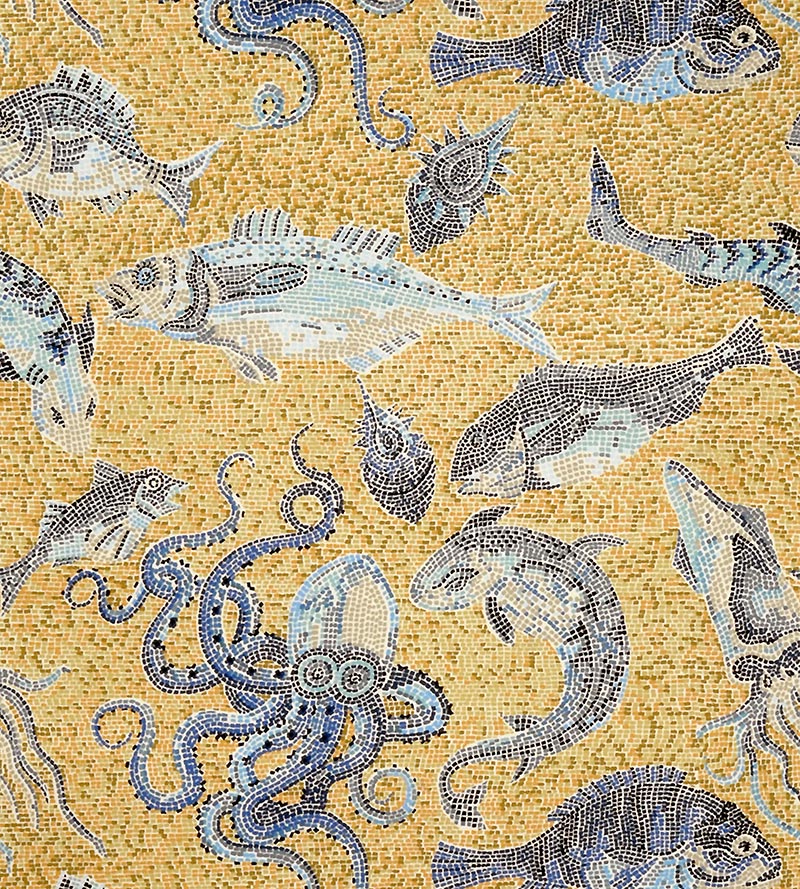 Scalamandre Mikonos Blue & Yellow Wallpaper SCWP815450001