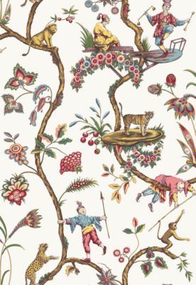 Scalamandre Chinoise Exotique | Removable White Wallpaper Sample SCWP81547PS0001