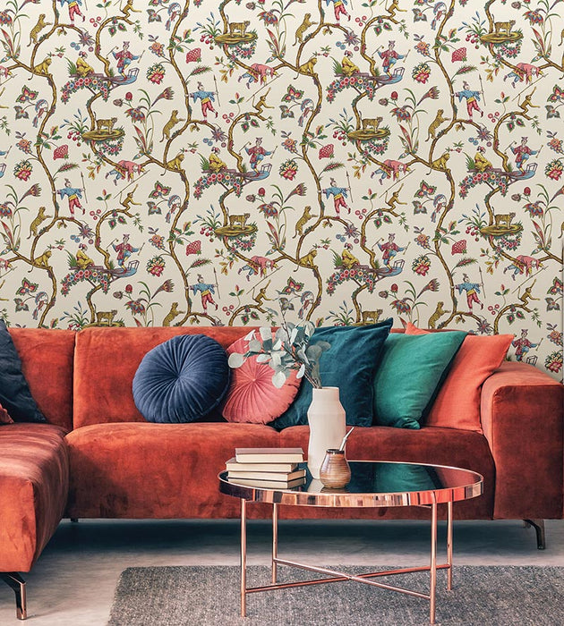 Scalamandre Chinoise Exotique - Removable White Wallpaper SCWP81547PS0001