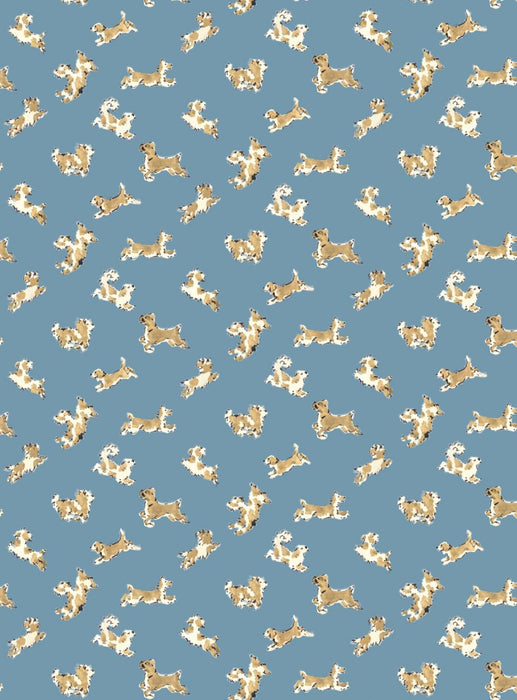 Scalamandre Fete De Chien Denim And Tan Wallpaper Sample SCWP88183D0001