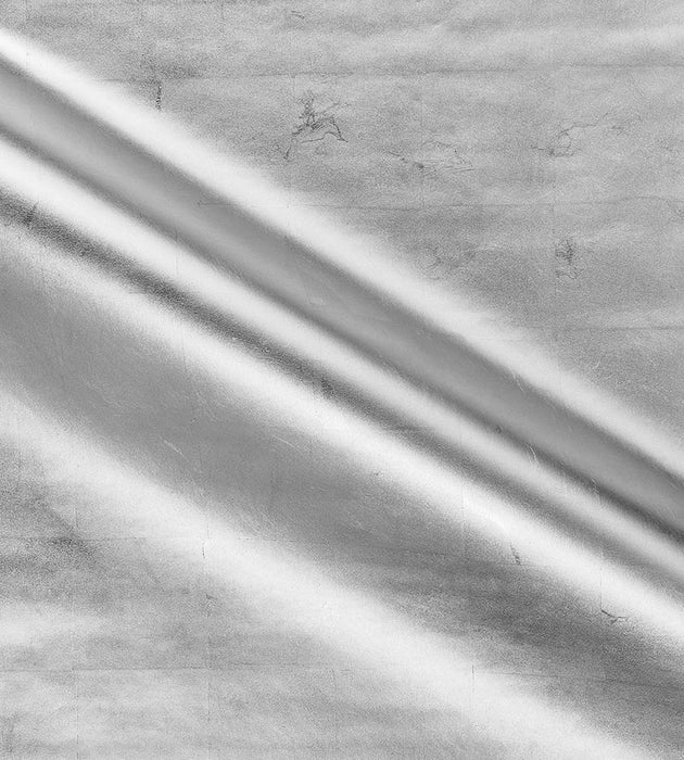 Scalamandre Silver Leaf Silver Metal Wallpaper Sample SCWP883350001