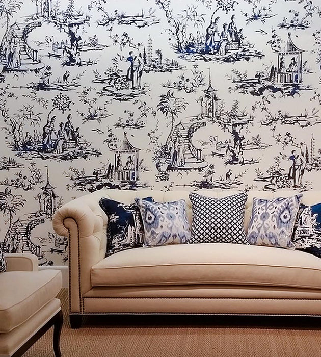 Scalamandre Summer Palace Porcelain Wallpaper Sample SCWP883570001