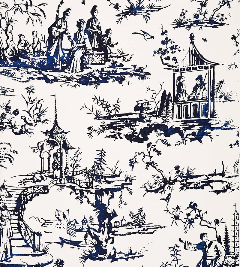 Scalamandre Summer Palace Porcelain Wallpaper Sample SCWP883570001