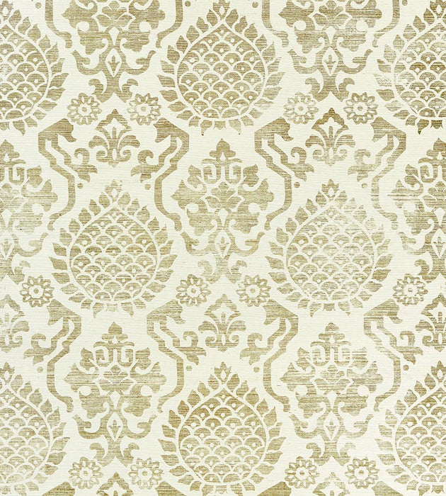 Scalamandre Surat Sisal Burnished Gold On Cream Wallpaper SCWP883780001