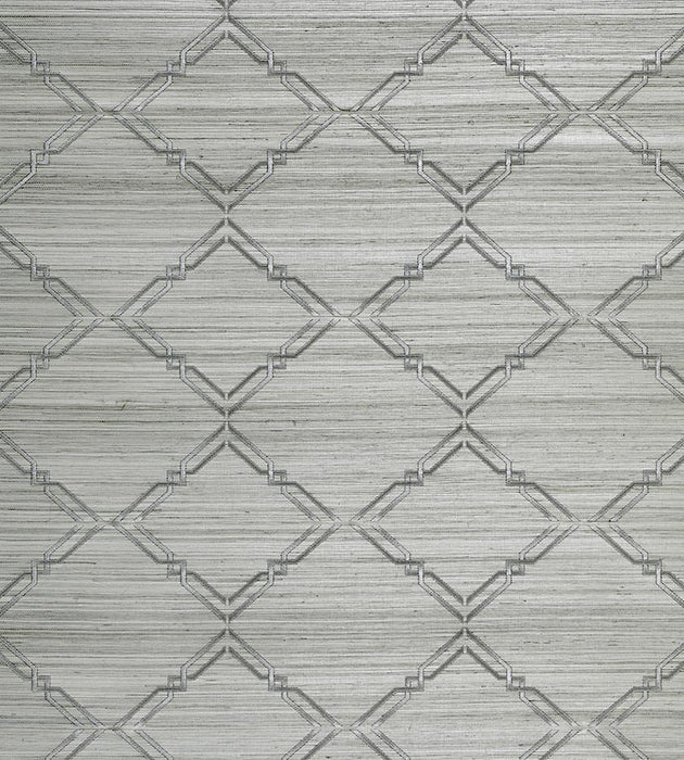 Scalamandre Monroe Embroidered Grasscloth Glacier Wallpaper Sample SCWP883830001