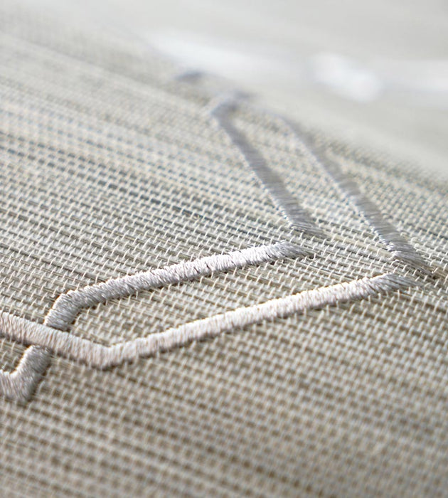 Scalamandre Monroe Embroidered Grasscloth Glacier Wallpaper Sample SCWP883830001