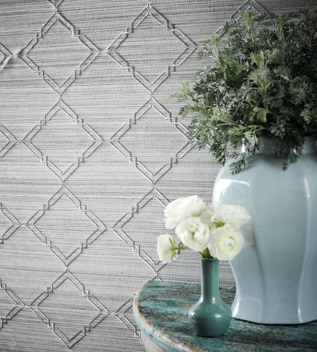 Scalamandre Monroe Embroidered Grasscloth Bronze Wallpaper SCWP883830003
